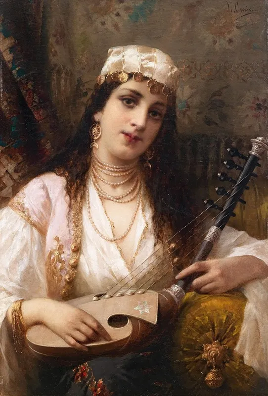 A Young Turkish Musician With A Kopuz Wall Art by Luigi Crosio - High-Resolution Digital Print