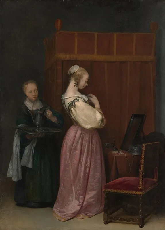 A Young Woman At Her Toilet With A Maid