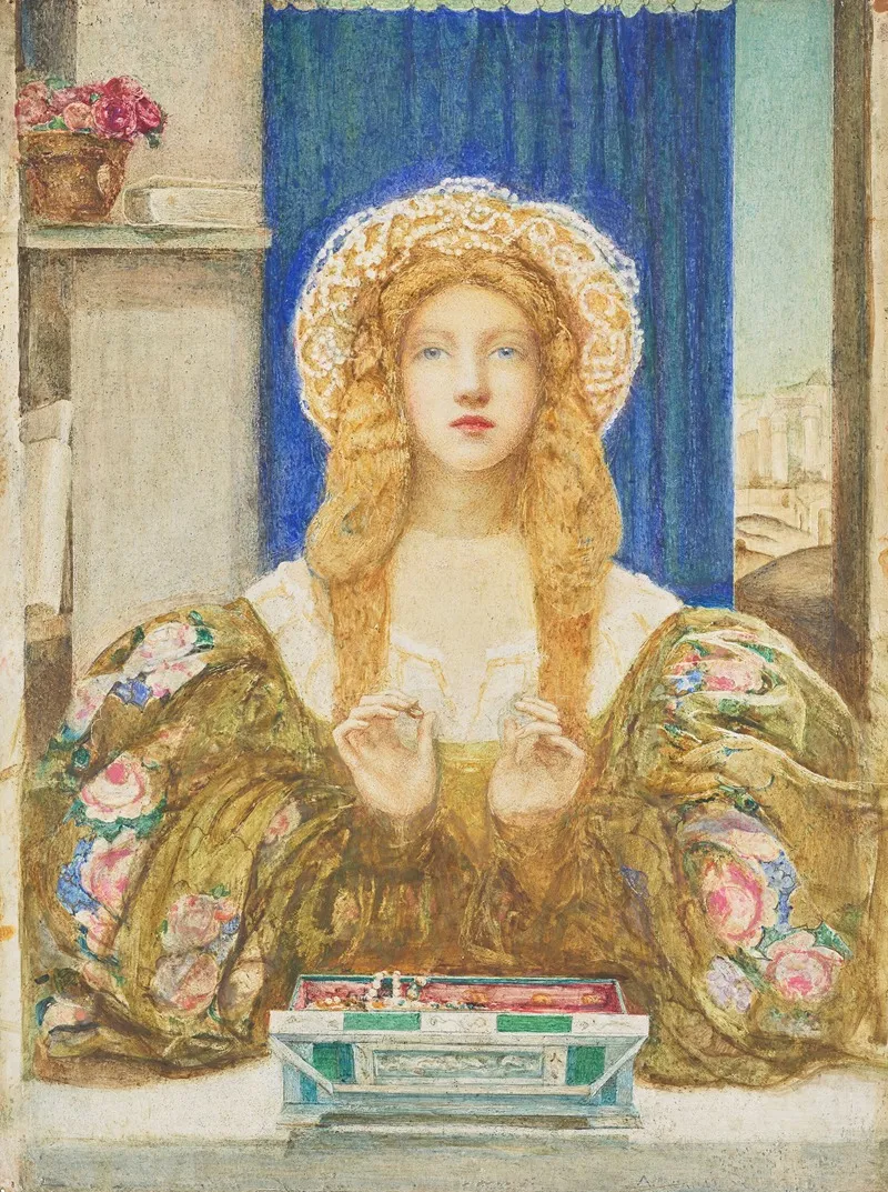 A Young Woman Opening A Jewel Casket 2 Wall Art by Alice Macallan Swan - High-Resolution Digital Print