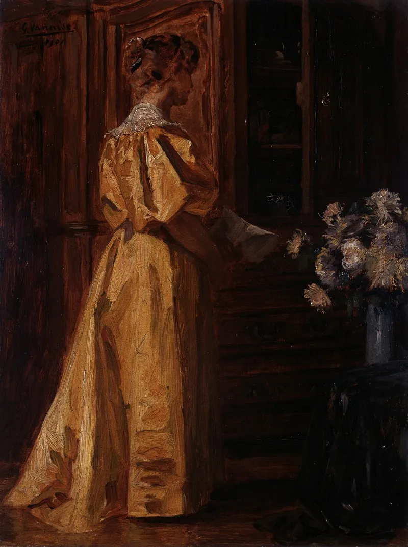 A Young Woman Study 2 Wall Art by Gustave Vanaise - High-Resolution Digital Print