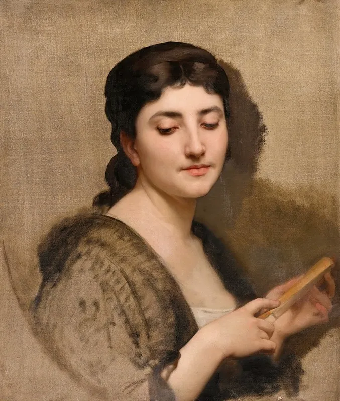 A Young Woman With A Fan Wall Art by William Bouguereau - High-Resolution Digital Print