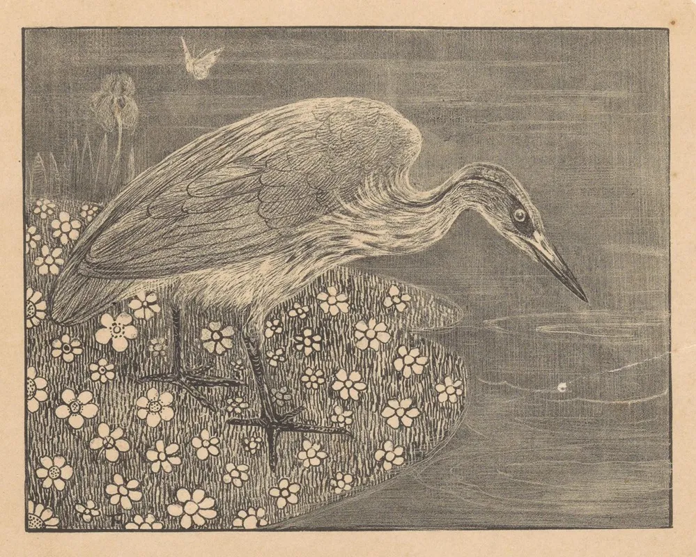 Aankondiging Met Reiger Voor Serie Dierstudies