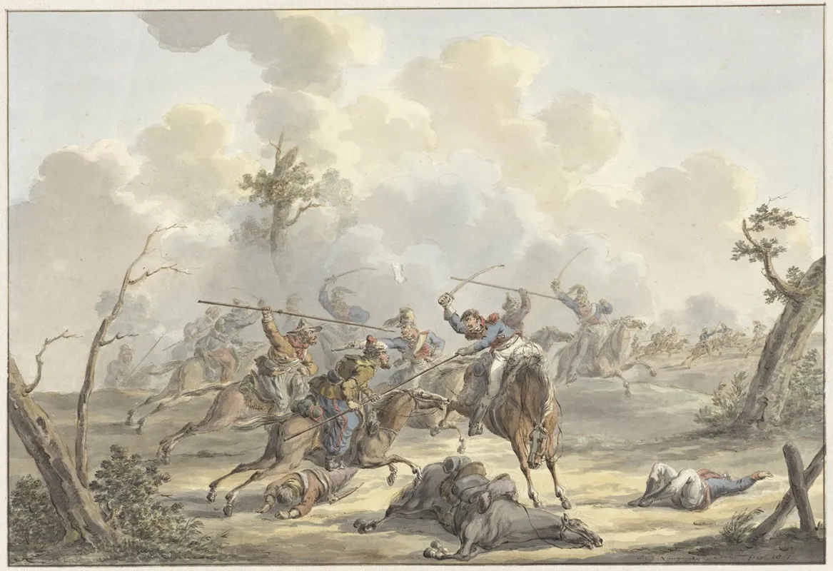 Aanval Tussen Kozakken Van De Krim En Franse Rijdende Artillerie