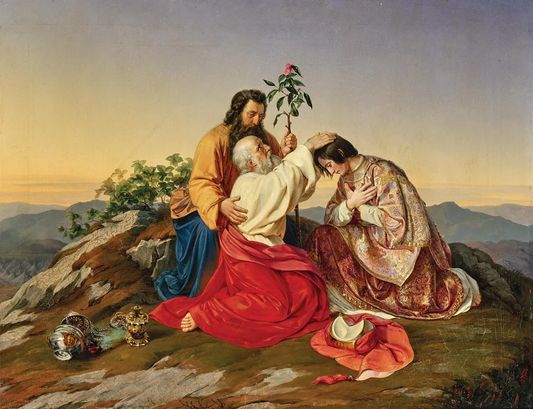 Aaron Blessing Eleazar Wall Art by Adolf Weidlich - High-Resolution Digital Print