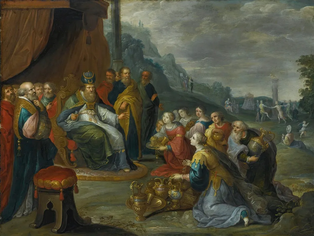 Aaron Receiving Gold From The Israelites Wall Art by Frans Francken the Younger - High-Resolution Digital Print