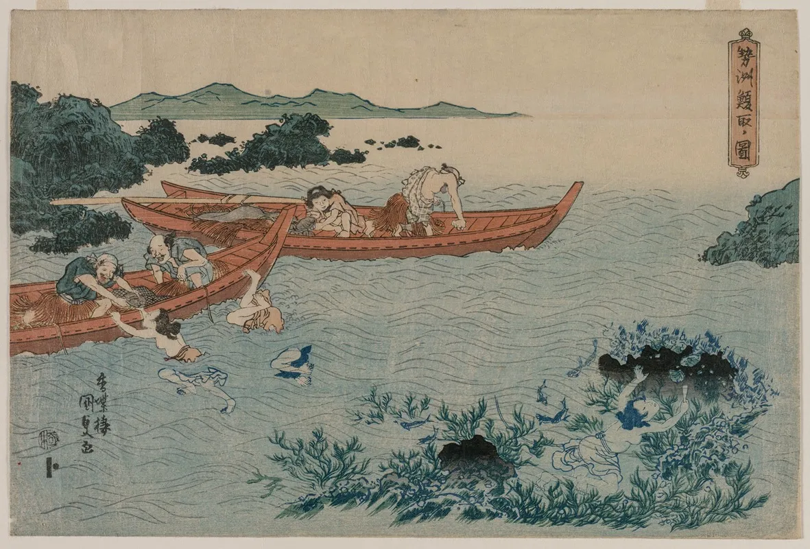 Abalone Divers Off The Coast Of Ise Wall Art by Utagawa Kunisada (Toyokuni III) - High-Resolution Digital Print