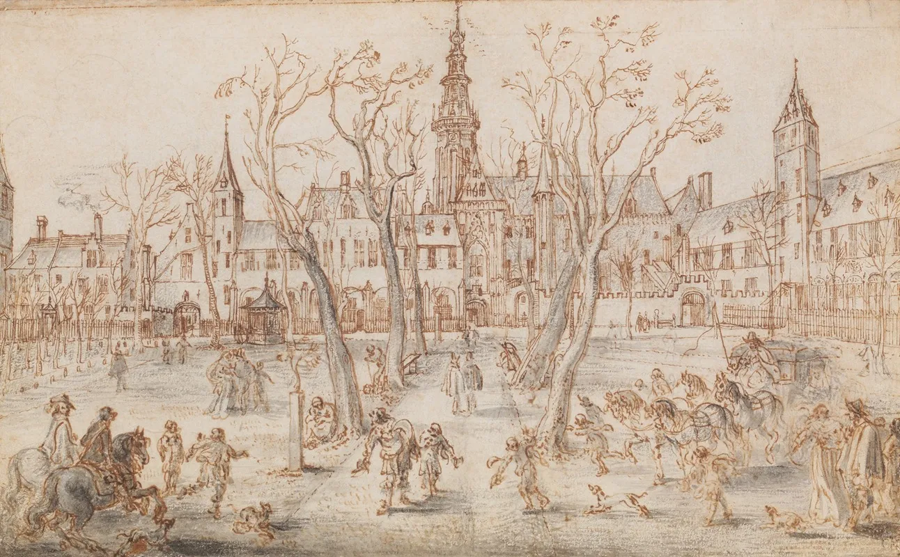 Abdijplein Of Middelburg Wall Art by Adriaen van de Venne - High-Resolution Digital Print