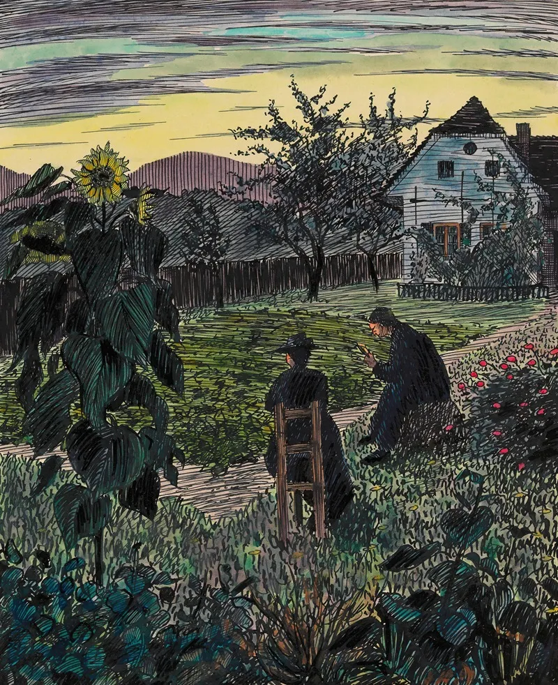 Abend Im Garten Wall Art by Karl Wiener - High-Resolution Digital Print
