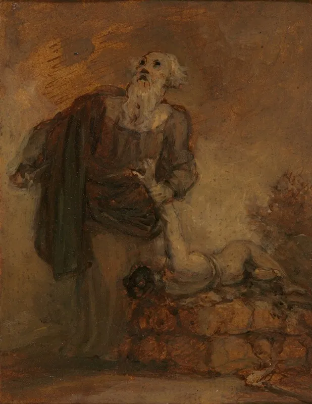 Abraham And Isaac Abraham Grasping Isaacs Arm Wall Art by Robert Smirke - High-Resolution Digital Print