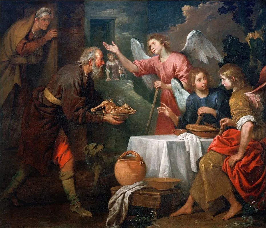 Abraham And The Three Angels Wall Art by Giovanni Andrea de' Ferrari - High-Resolution Digital Print