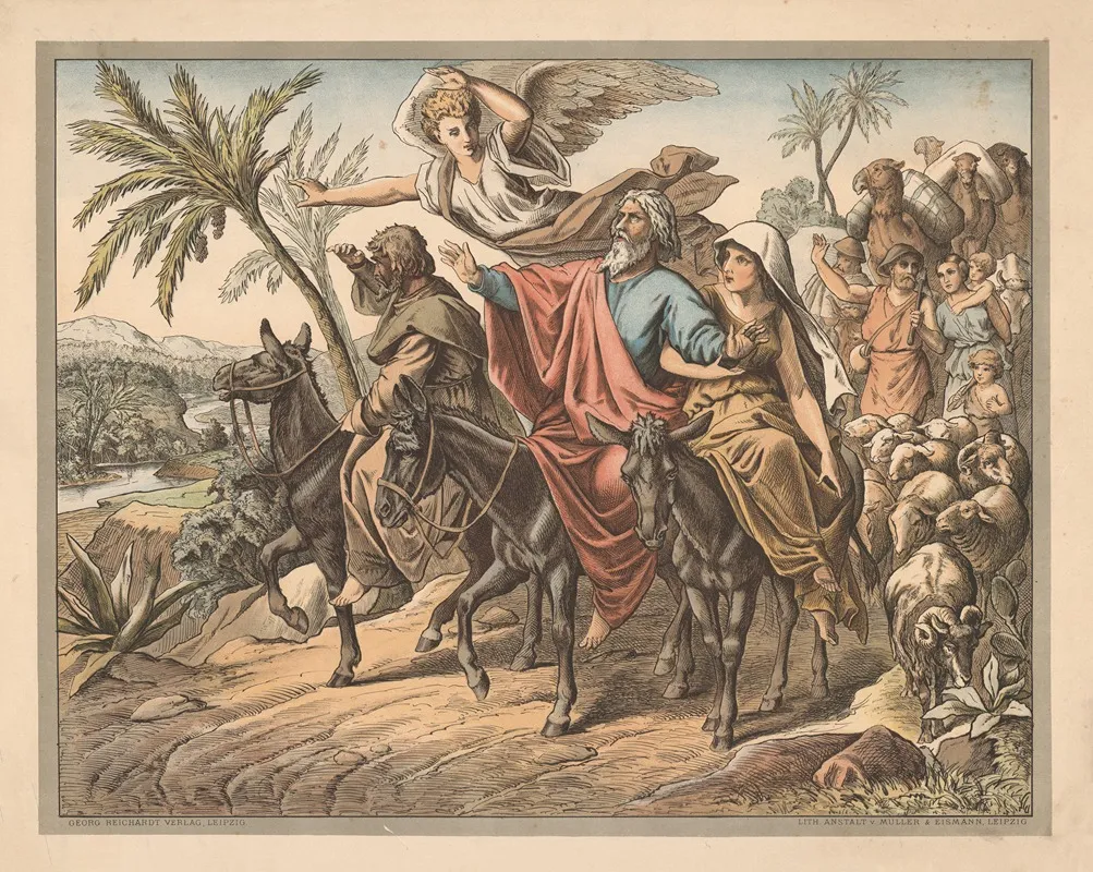 Abraham Arrives In The Promised Land Wall Art by Lith. Anstalt v. Müller &amp; Eismann - High-Resolution Digital Print