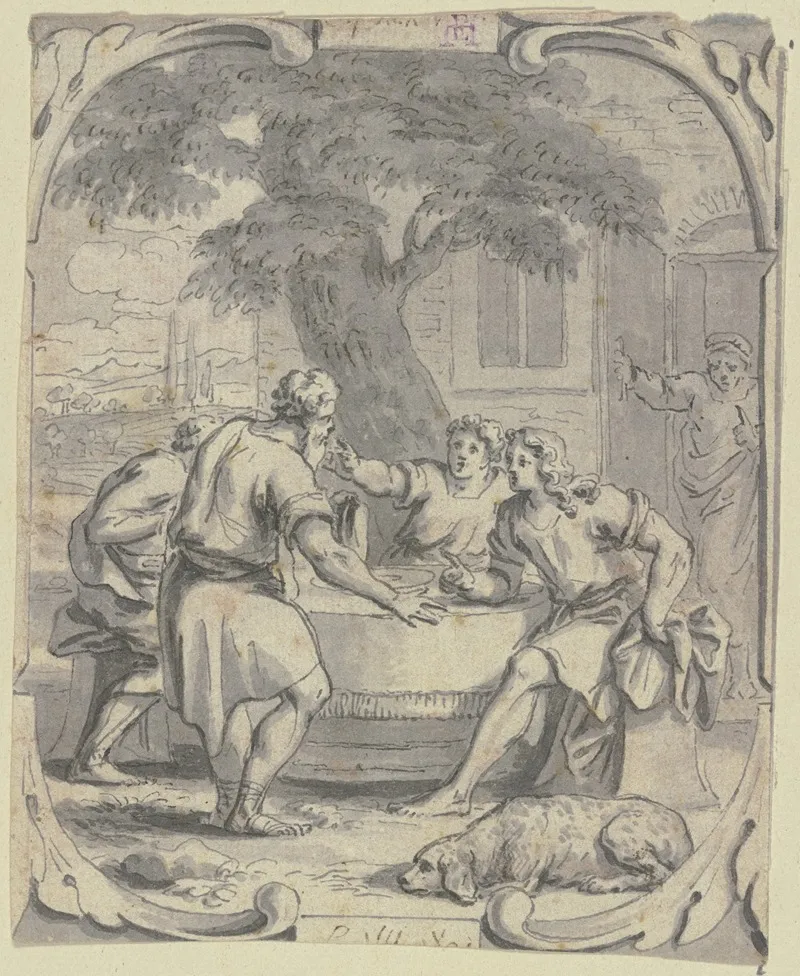 Abraham Bewirtet Die Engel Wall Art by Johann Jakob von Sandrart - High-Resolution Digital Print