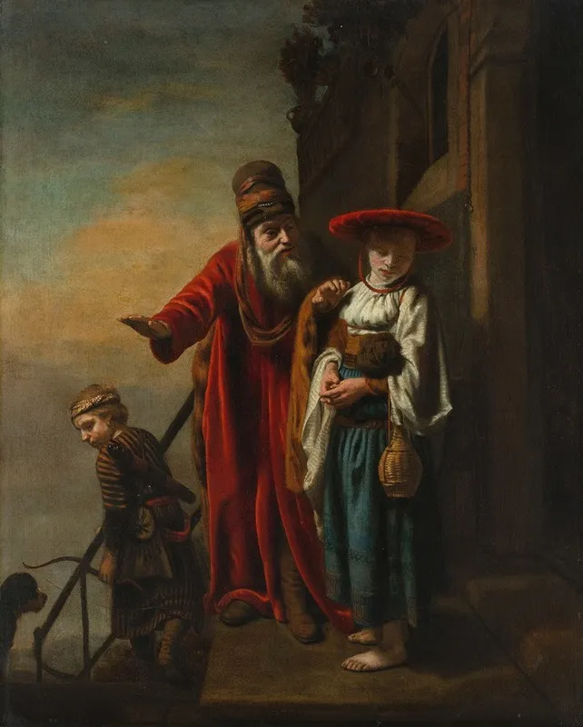 Abraham Dismissing Hagar And Ishmael 2 Wall Art by Nicolaes Maes - High-Resolution Digital Print