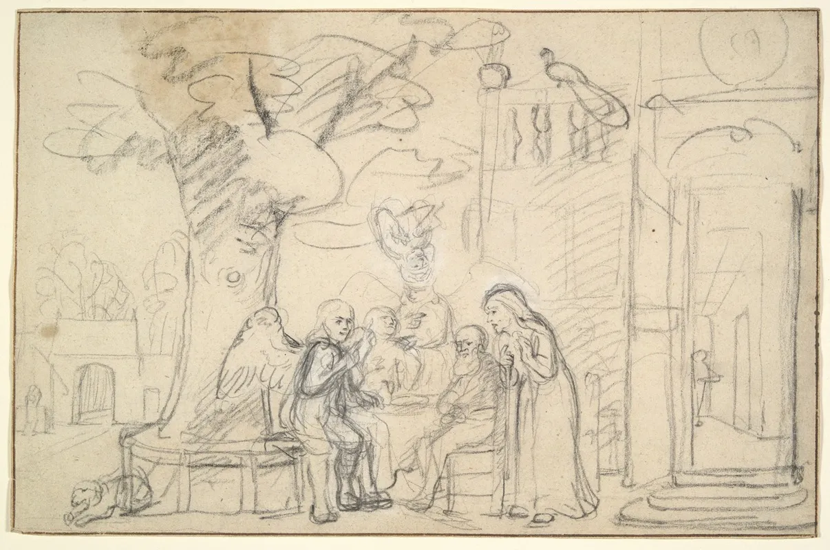 Abraham Entertaining The Angels 2 Wall Art by Nicolaes Maes - High-Resolution Digital Print