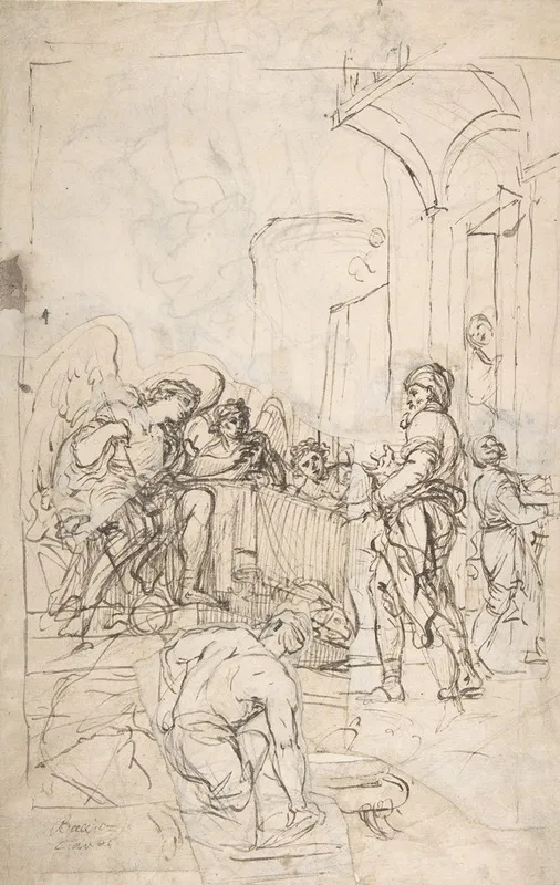Abraham Entertaining The Three Angels 2 Wall Art by Francesco La Marra - High-Resolution Digital Print