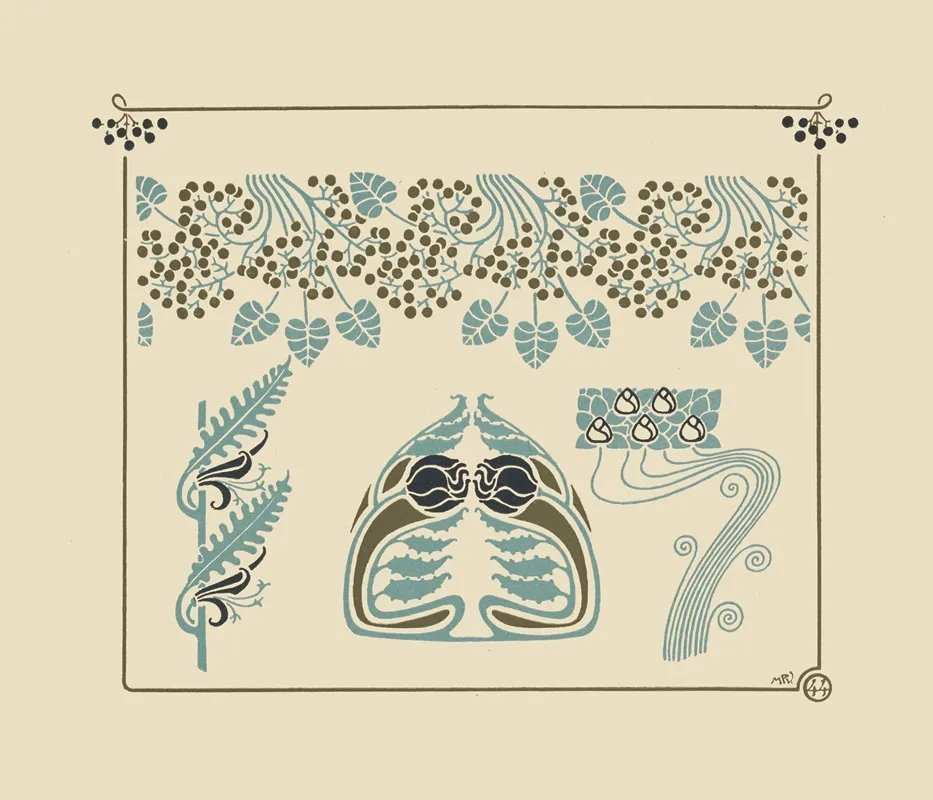 Abstract Design Based On Berries And Flowers Wall Art by Maurice Pillard Verneuil - High-Resolution Digital Print
