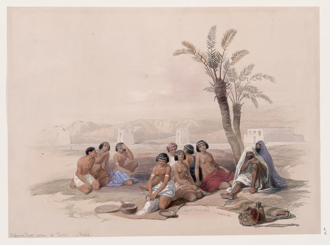 Abyssinian Slaves Resting At Korti Nubia Wall Art by David Roberts - High-Resolution Digital Print