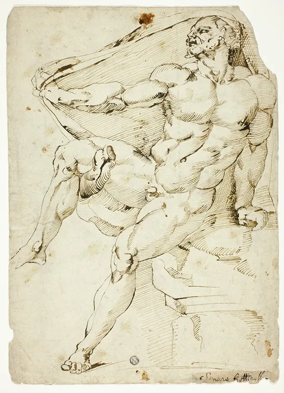 Academic Male Nude Representing Hercules With Nessuss Robe Wall Art by After Baccio Bandinelli - High-Resolution Digital Print