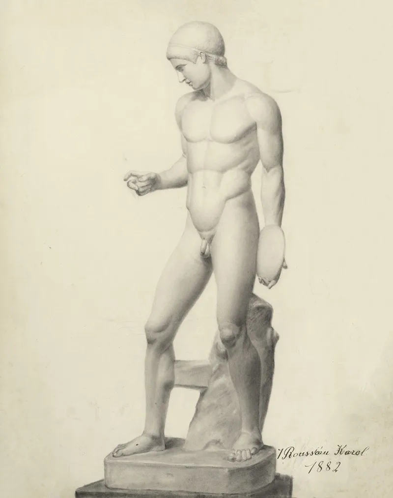 Academic Study After A Sculpture Discophoros Wall Art by Charles Rousseau - High-Resolution Digital Print
