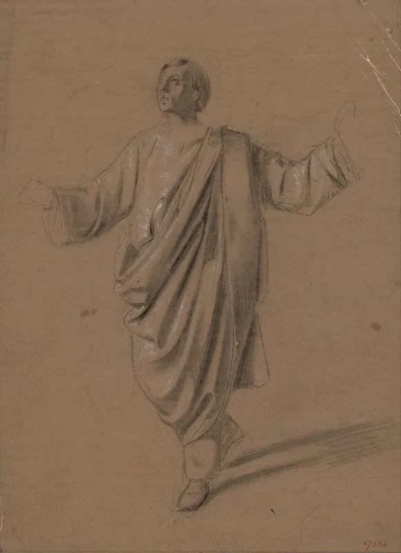 Academic Study Of A Male Figure 2 Wall Art by Mariano Fortuny Marsal - High-Resolution Digital Print