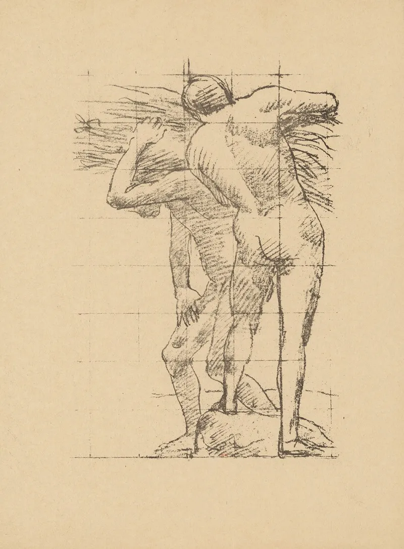 Academie Deux Hommes Nus De Dos Et De Profil Wall Art by Pierre Puvis de Chavannes - High-Resolution Digital Print