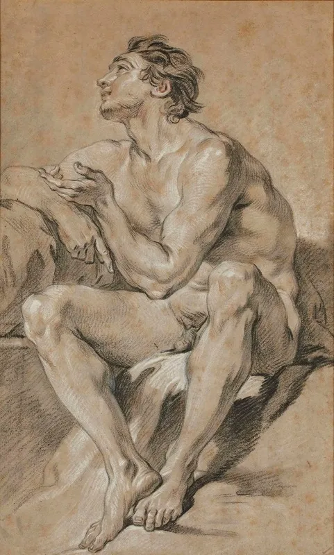 Academie Dhomme Nu Assis Representant Mars Wall Art by François Boucher - High-Resolution Digital Print