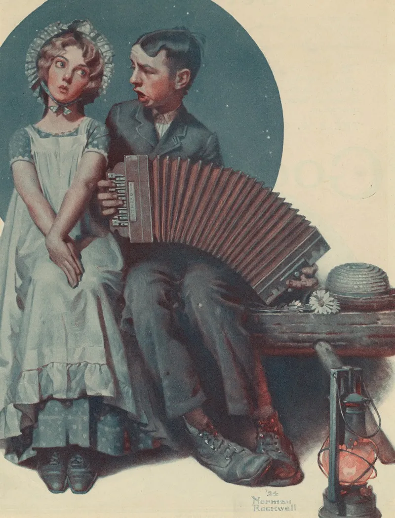 Accordion Serenade Wall Art by Norman Rockwell - High-Resolution Digital Print