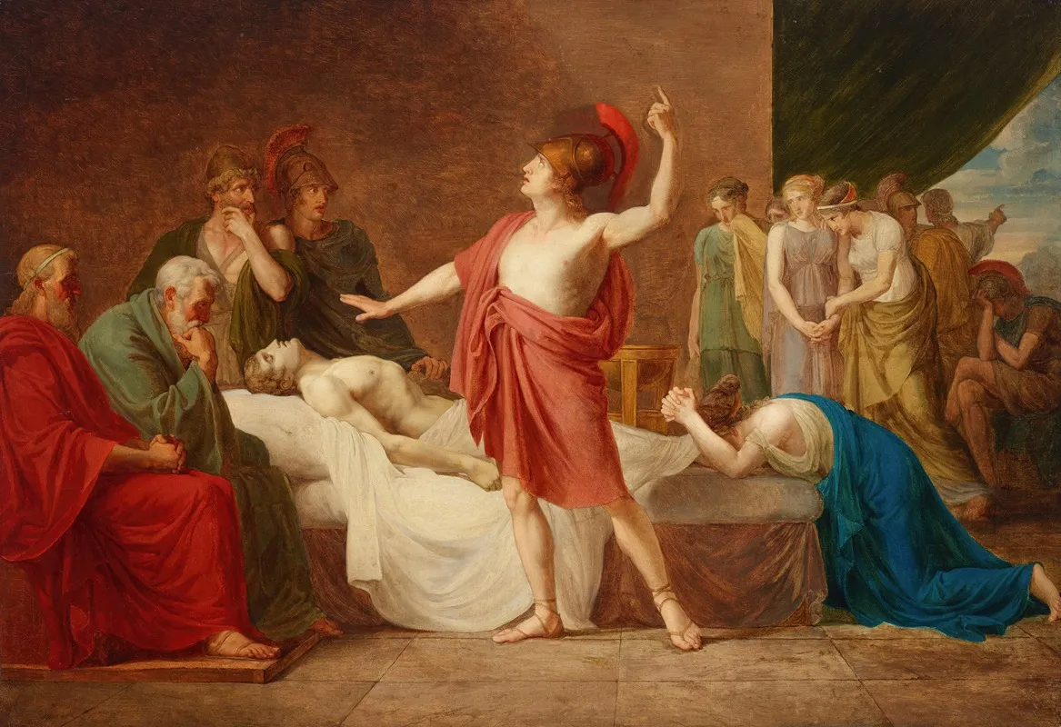 Achilles Mourning The Death Of Patroclus Wall Art by Circle Of Jacques-Louis David - High-Resolution Digital Print