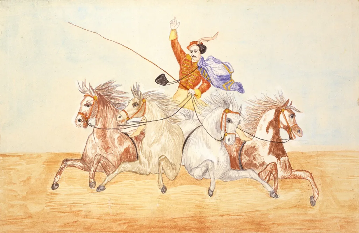 Acrobat Rider On Four Horses Wall Art by Lawrence W. Ladd - High-Resolution Digital Print