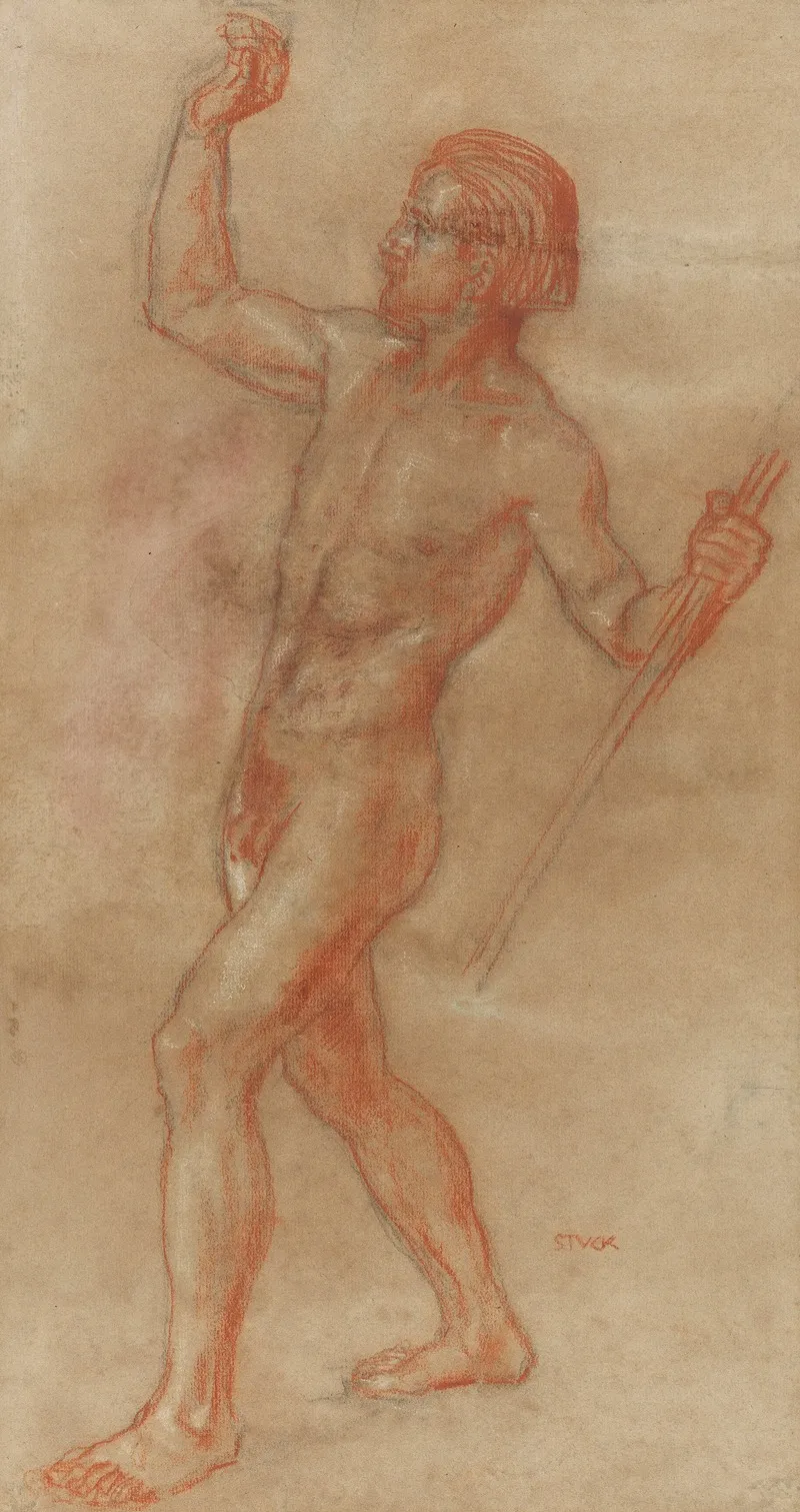 Actaeon Male Nude With Spear Wall Art by Franz von Stuck - High-Resolution Digital Print
