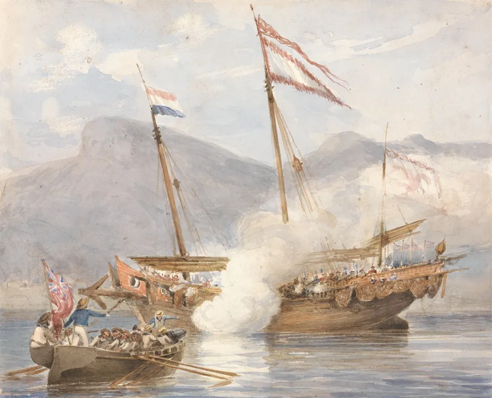 Action At Kowloon Wall Art by Lt. Joseph Sparkhall Rundle - High-Resolution Digital Print