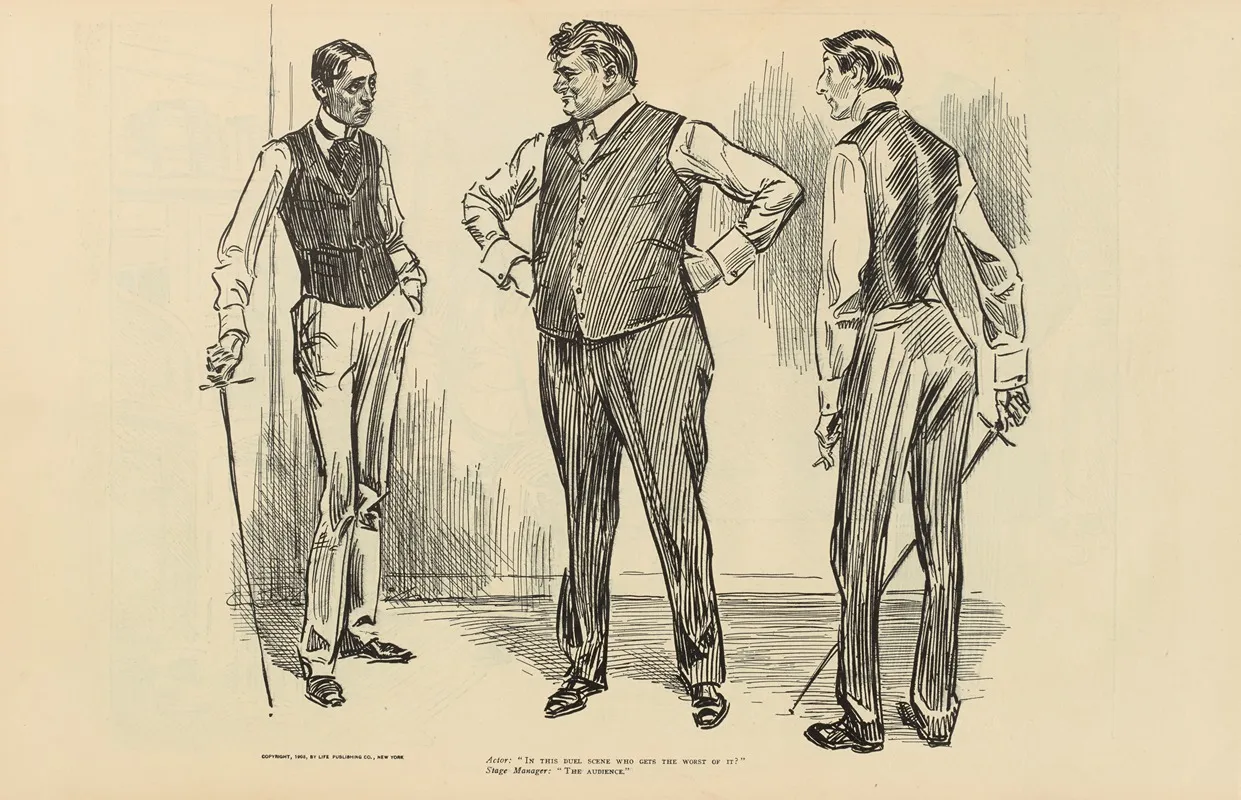 Actor In This Duel Scene Who Gets The Worst Of It Wall Art by Charles Dana Gibson - High-Resolution Digital Print