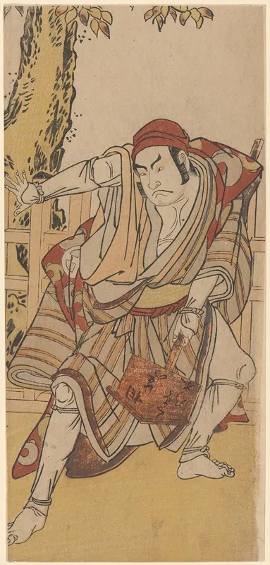 Actor Otoni Hiroje As Pilgrim With Post Wall Art by Katsukawa Shunkō - High-Resolution Digital Print