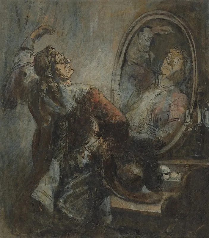 Actor Posing In Front Of A Mirror Wall Art by Honoré Daumier - High-Resolution Digital Print