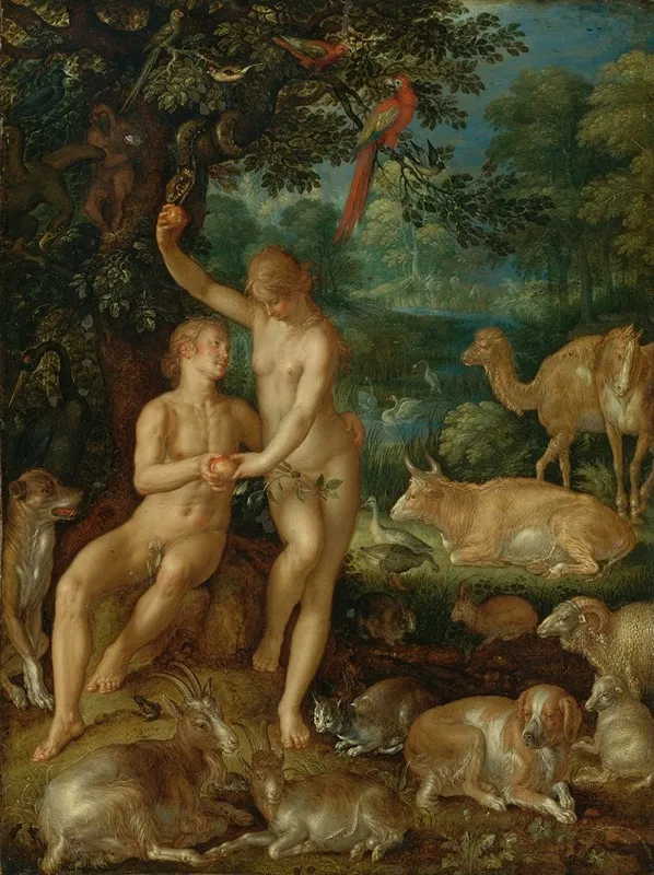 Adam And Eve 10 Wall Art by Joachim Wtewael - High-Resolution Digital Print