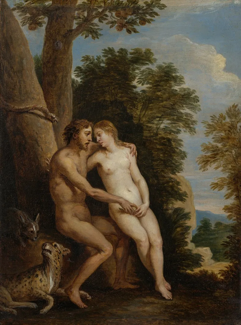 Adam And Eve In Paradise 3 Wall Art by David Teniers The Younger - High-Resolution Digital Print