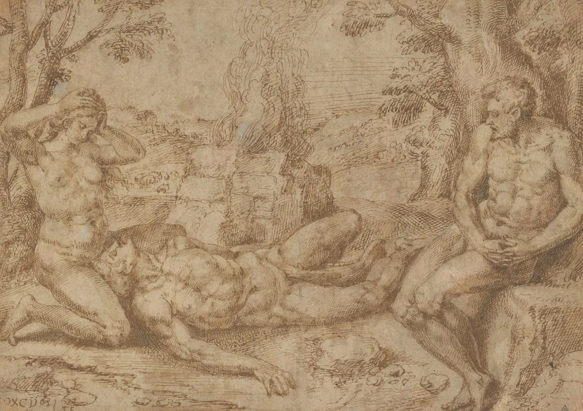 Adam And Eve Mourning The Death Of Abel Wall Art by Michiel Coxie - High-Resolution Digital Print