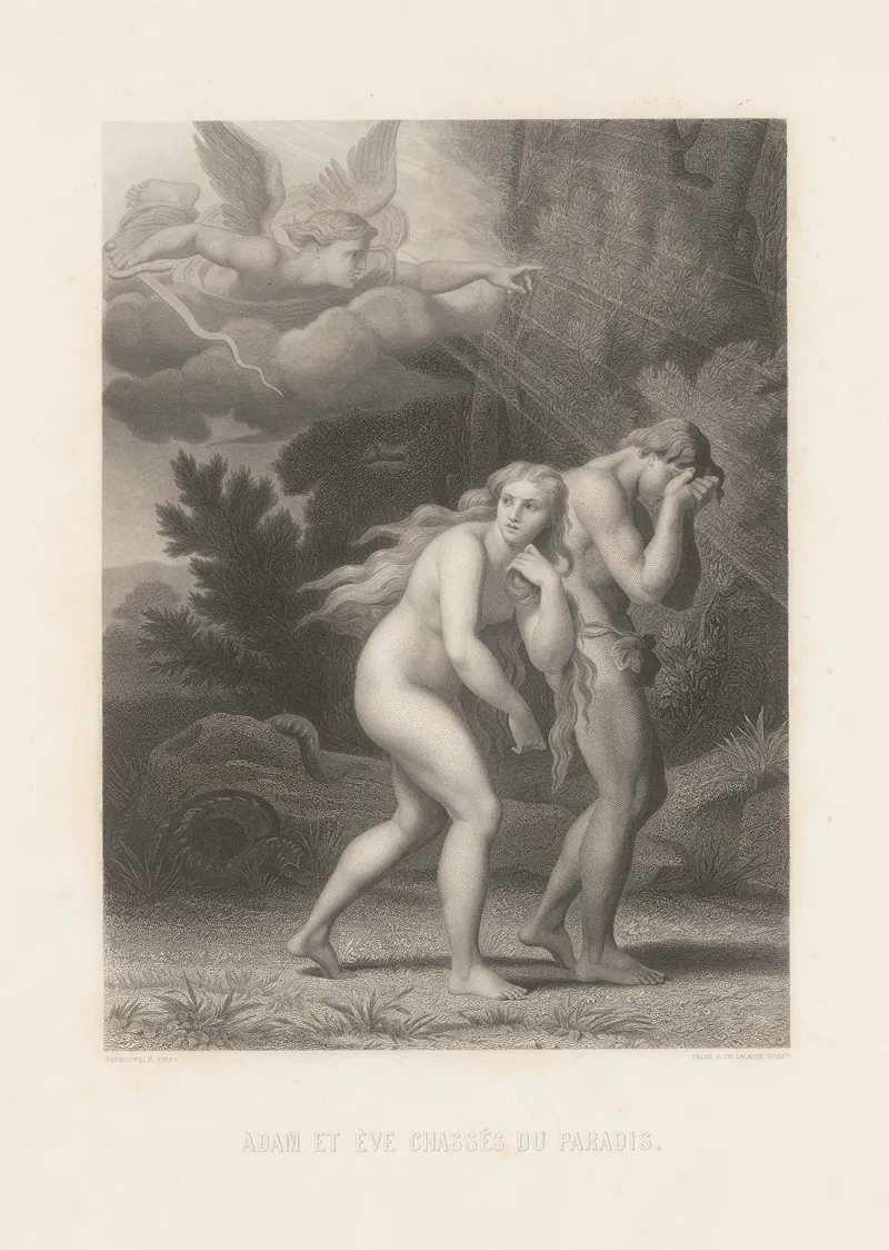 Adam Et Eve Chasses Du Paradis 4 Wall Art by Alphonse de Lamartine - High-Resolution Digital Print