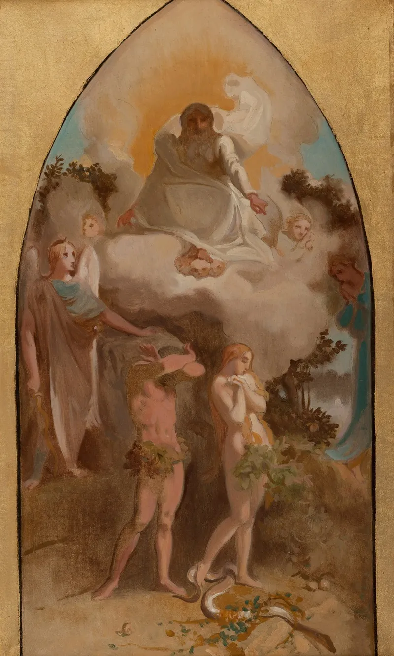 Adam Et Eve Chasses Du Paradis Wall Art by Victor-Louis Mottez - High-Resolution Digital Print