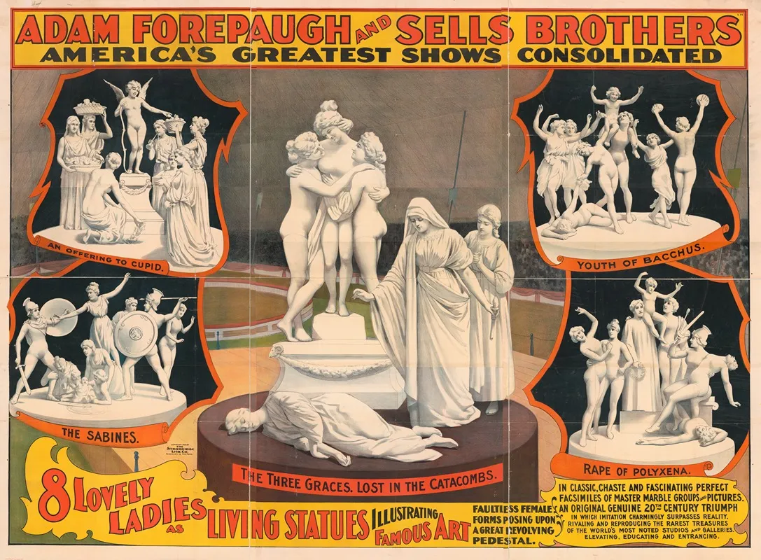Adam Forepaugh And Sells Brothers Americas Greatest Shows Consolidated 8 Lovely Ladies As Living Statues Illustrating Famous Art