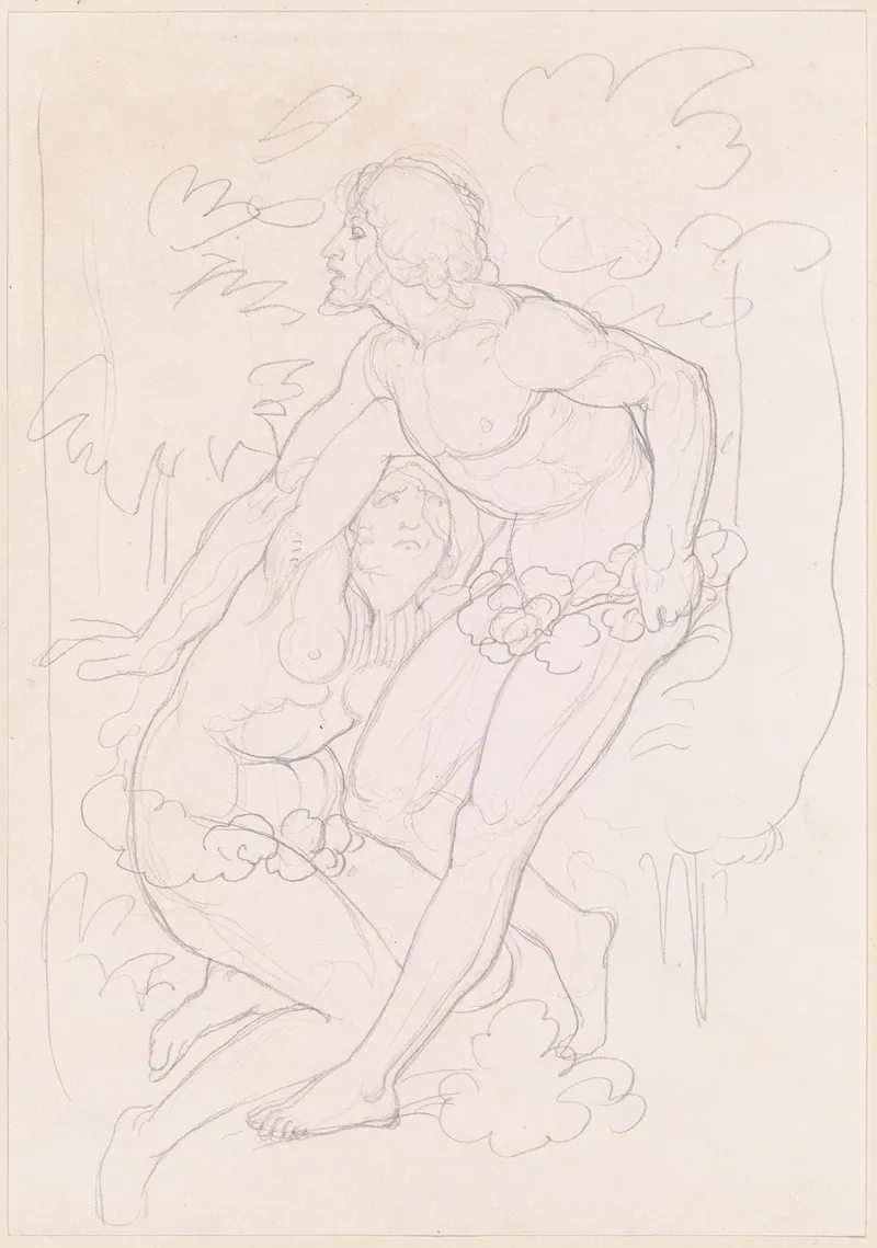Adam Und Eva Sich Verbergend Wall Art by Eduard von Steinle - High-Resolution Digital Print