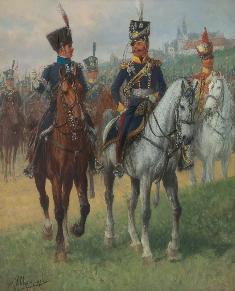 Adjutant To A Lieutenant General Colonel And Trumpeter Of The 7th Uhlan Regiment Wall Art by Jan Chełmiński - High-Resolution Digital Print