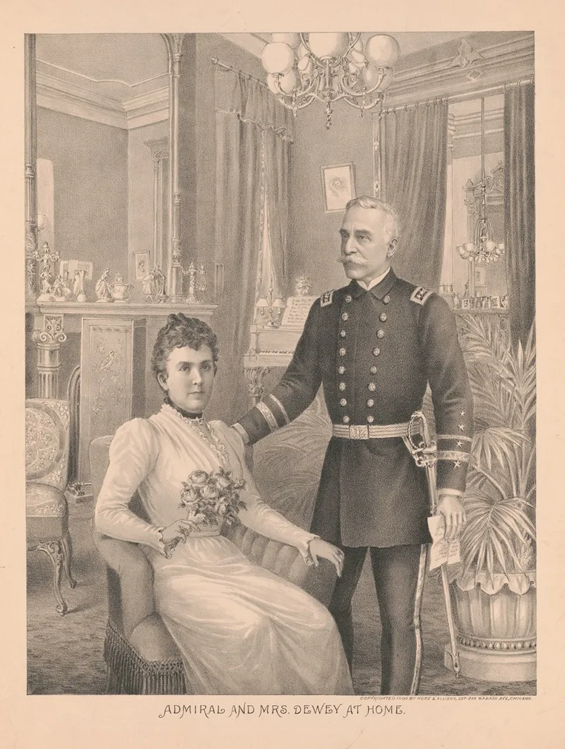 Admiral George Dewey And Mrs Susan Boardman Goodwin Dewey At Home Wall Art by Kurz & Allison - High-Resolution Digital Print