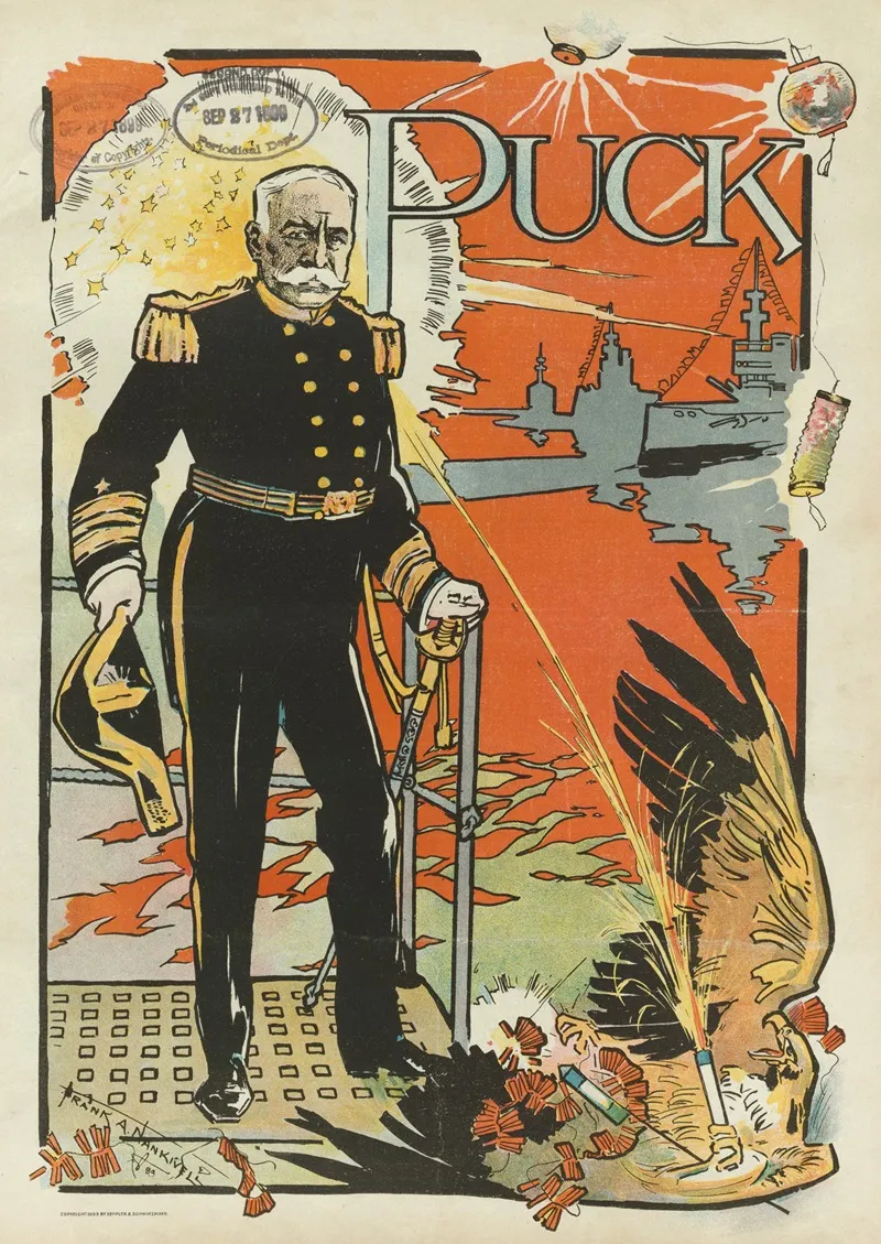 Admiral George Dewey Standing On The Bridge Of A Ship