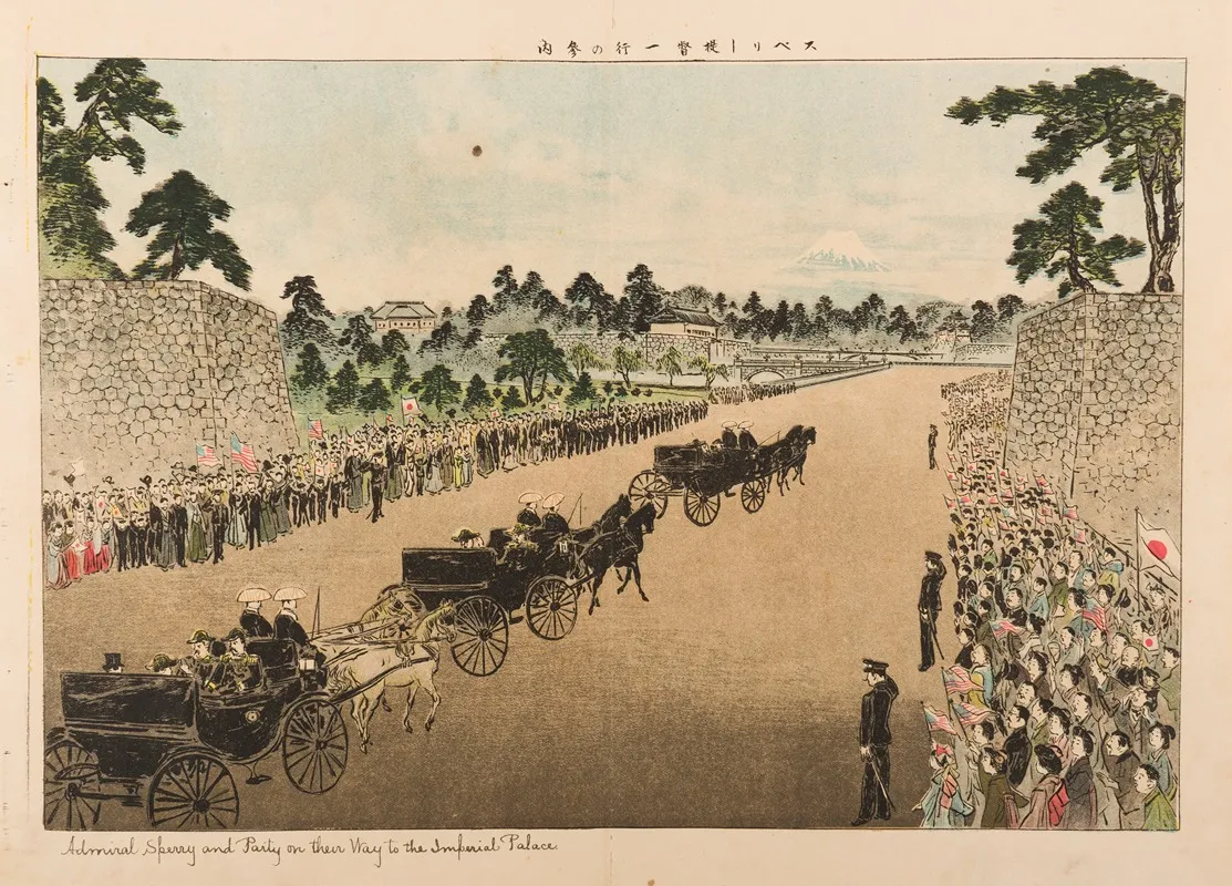 Admiral Sperry And Party On Their Way To The Imperial Palace Wall Art by Yamamoto Shōun - High-Resolution Digital Print