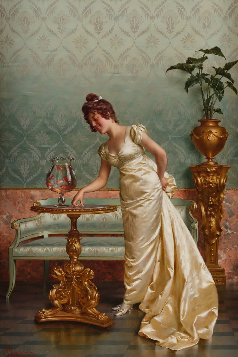 Admiring The Goldfish 2 Wall Art by Vittorio Reggianini - High-Resolution Digital Print