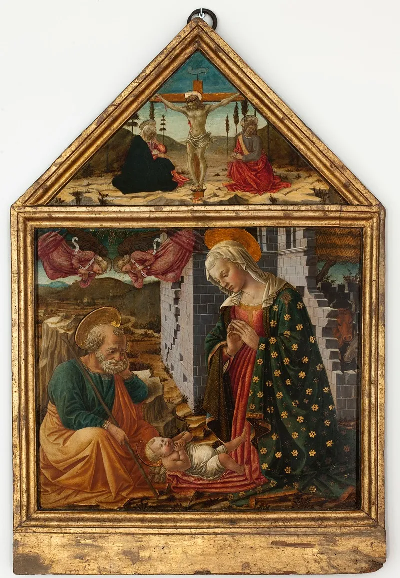 Adoration Of Child Jesus And Crucifixion Wall Art by Fra Diamante - High-Resolution Digital Print