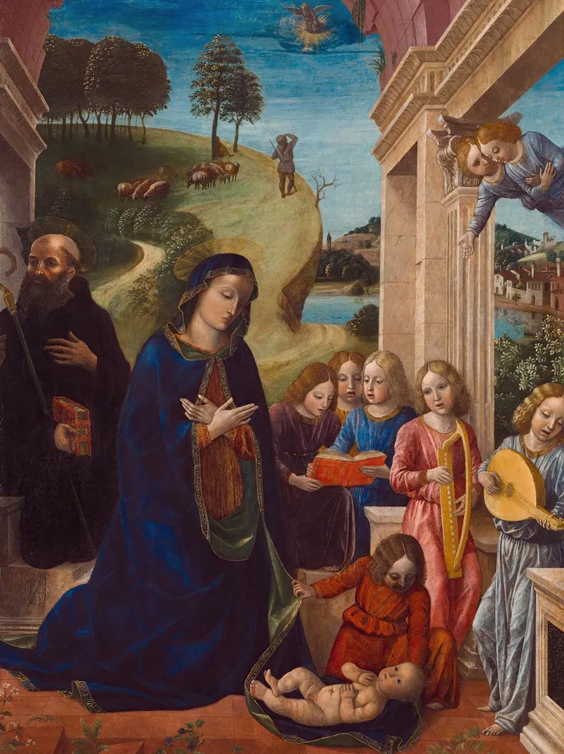Adoration Of The Child With St Benedict And Angels