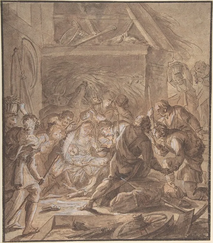 Adoration Of The Shepards Wall Art by Johann Daniel Preissler - High-Resolution Digital Print