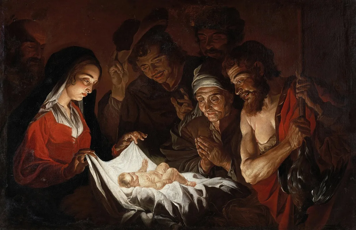 Adoration Of The Shepherds 3 Wall Art by Matthias Stom - High-Resolution Digital Print